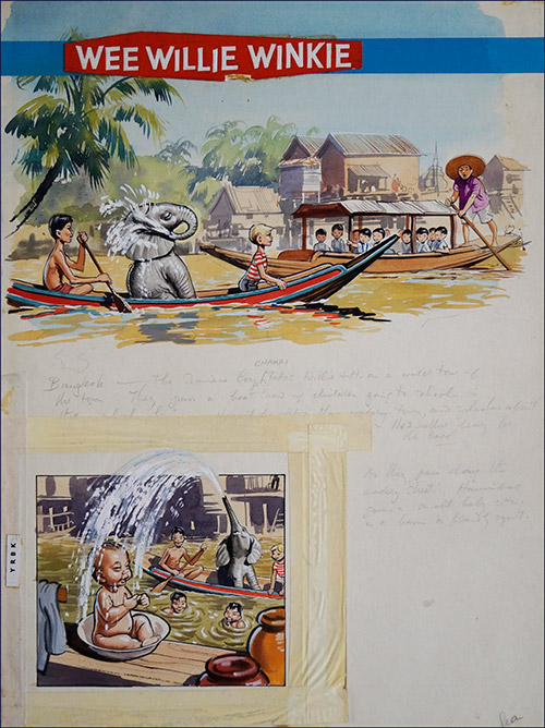Fountain Fun (Original) by Wee Willie Winkie (Worsley) at The Illustration Art Gallery